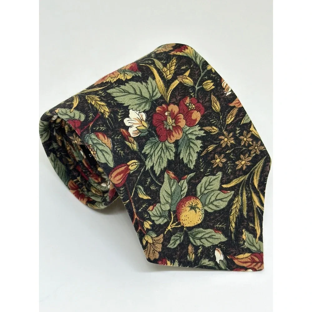 VTG Rohde Royce Necktie Multi Floral Fruit Botanical Cotton Classic‎ Mens OS